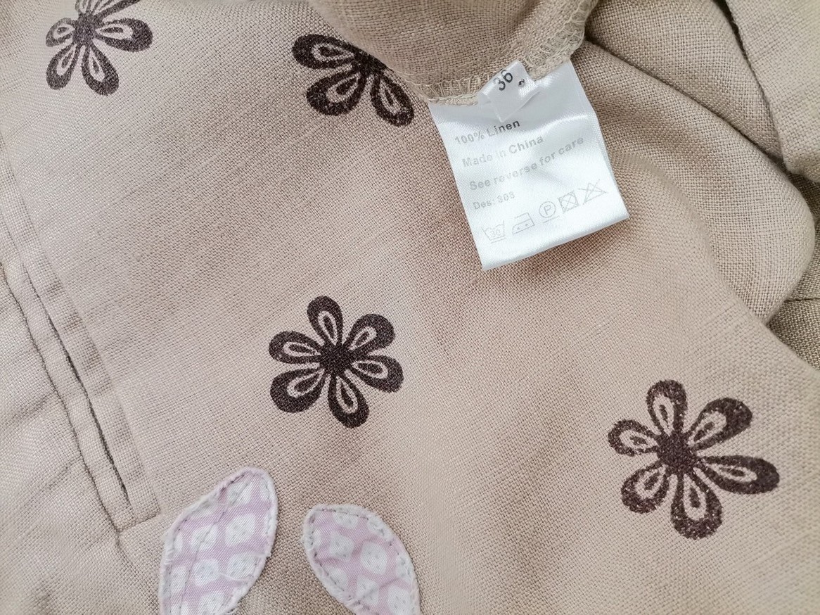 Rützou Rozmiar 36 Kolor Beżowy Spodnie Casual Materiał Len 100%