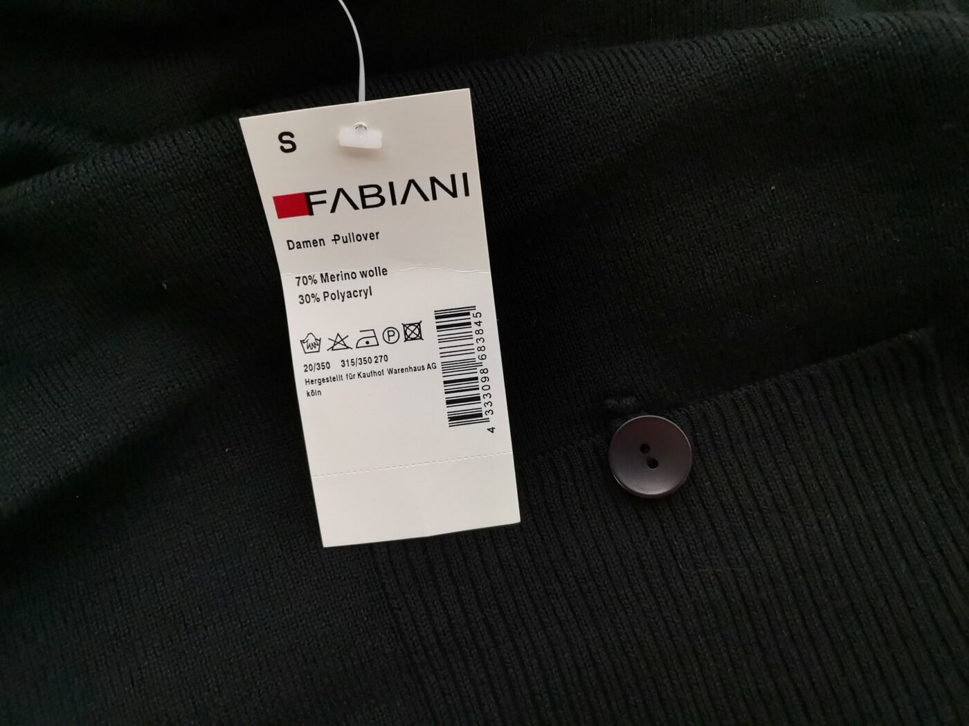 Fabiani Rozmiar S Kolor Czarny Golf Tunika Bluzka Dzianina Długi rękaw Materiał Wełna Merino Fabiani Rozmiar S Kolor Czarny Golf Tunika Bluzka Dzianina Długi rękaw Materiał Wełna Merino
