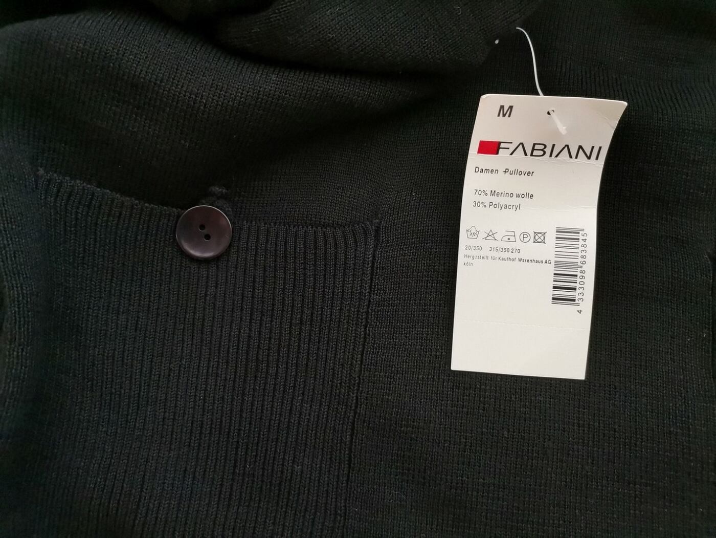 Fabiani Rozmiar M Kolor Czarny Golf Tunika Bluzka Dzianina Długi rękaw Materiał Wełna Merino Fabiani Rozmiar M Kolor Czarny Golf Tunika Bluzka Dzianina Długi rękaw Materiał Wełna Merino