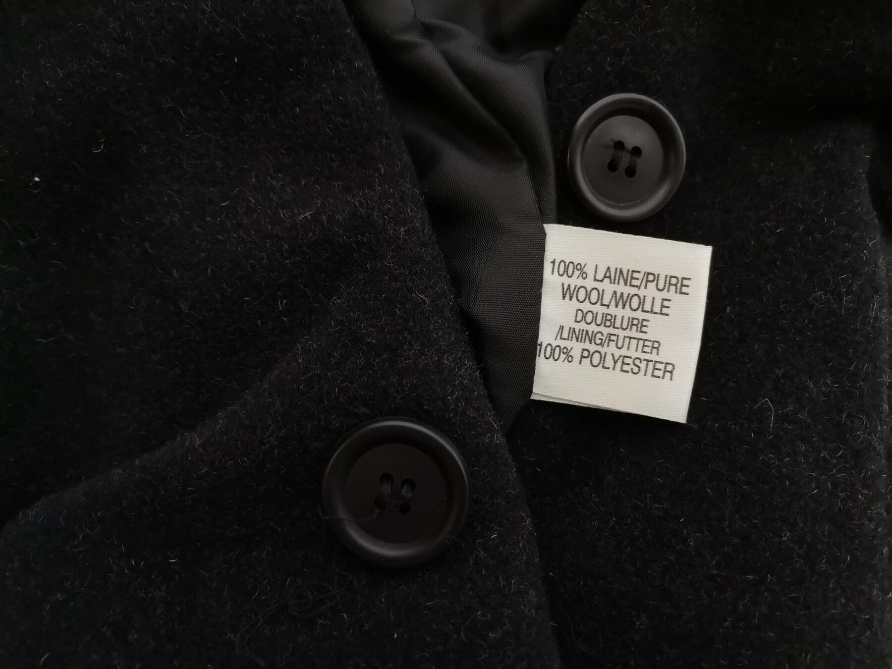 Rozmiar 52 Kolor Czarny Kurtka męska Długi rękaw Materiał Wełna 100%