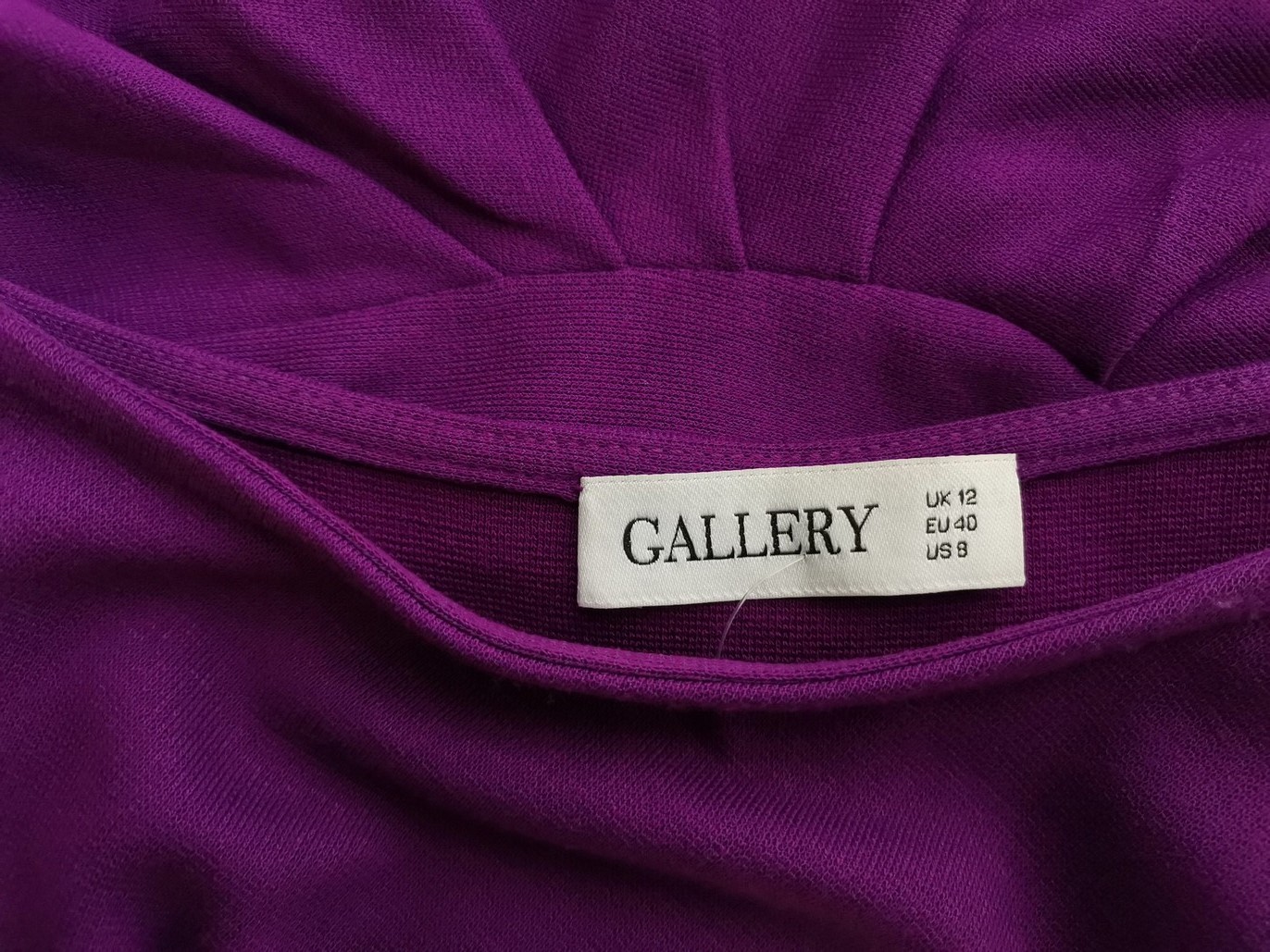 Gallery Rozmiar 12 (40) Kolor Fioletowy W łódkę Sukienka Sweterkowa Długi rękaw Midi