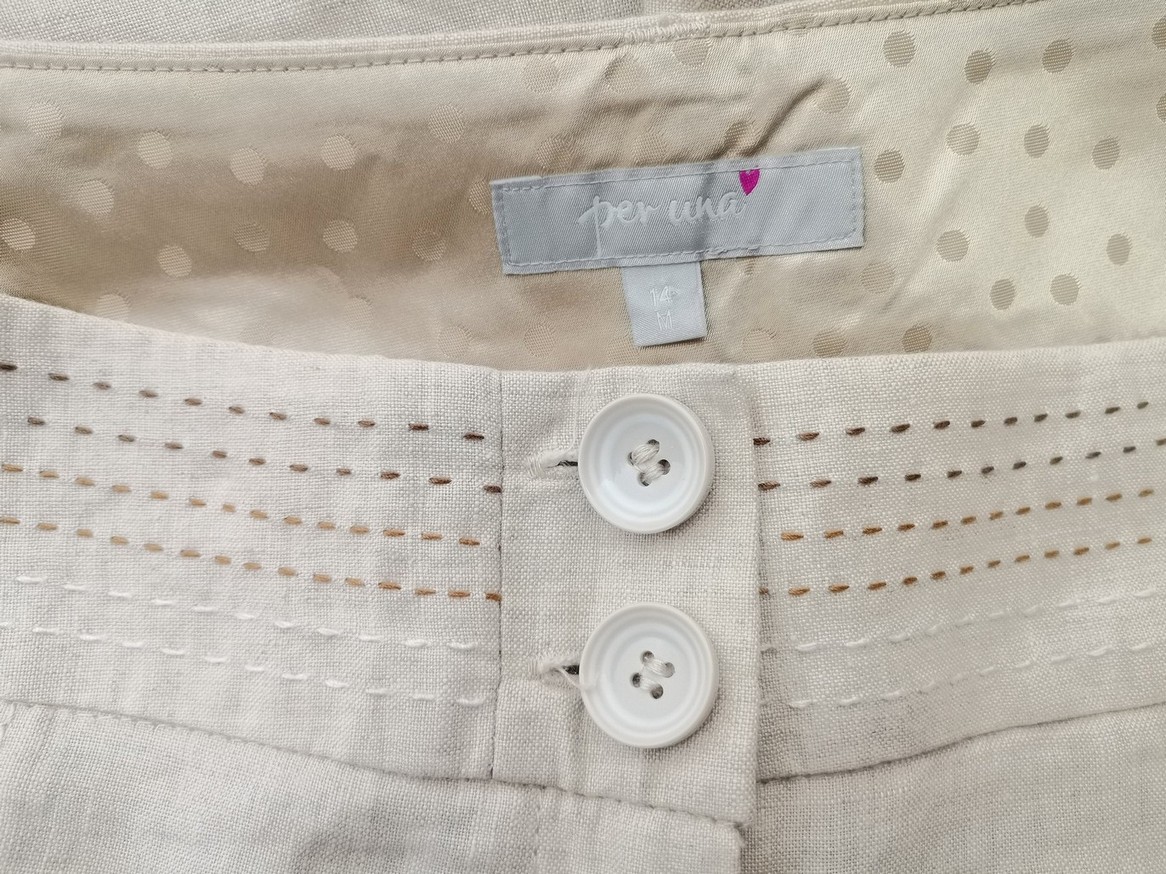 Rozmiar 14 (42) Kolor Beżowy Spodnie Casual Materiał Len 100%