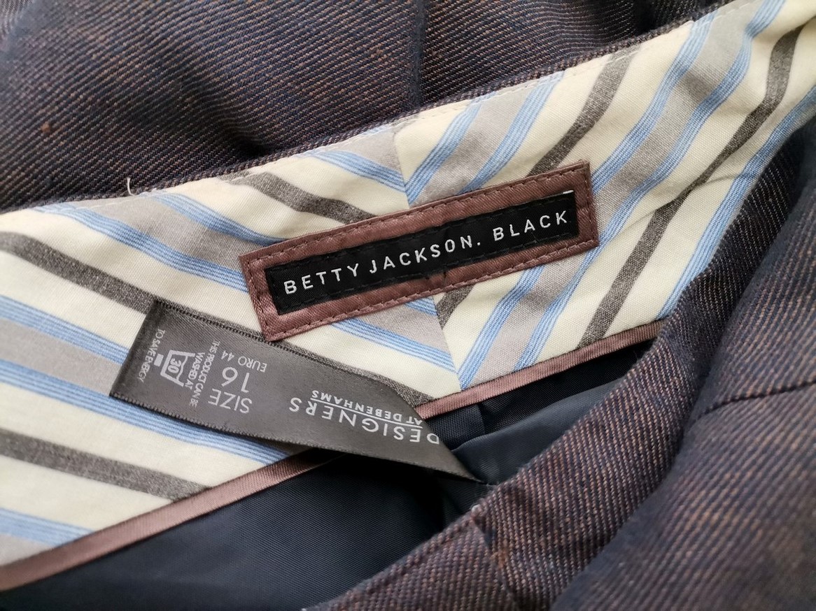 IMG_20210428_115322.jpg Betty Jackson Black Rozmiar 16 (44) Kolor Brązowy Spódnica Prosta i Ołówkowa Do Kolan Materiał Bawełna
