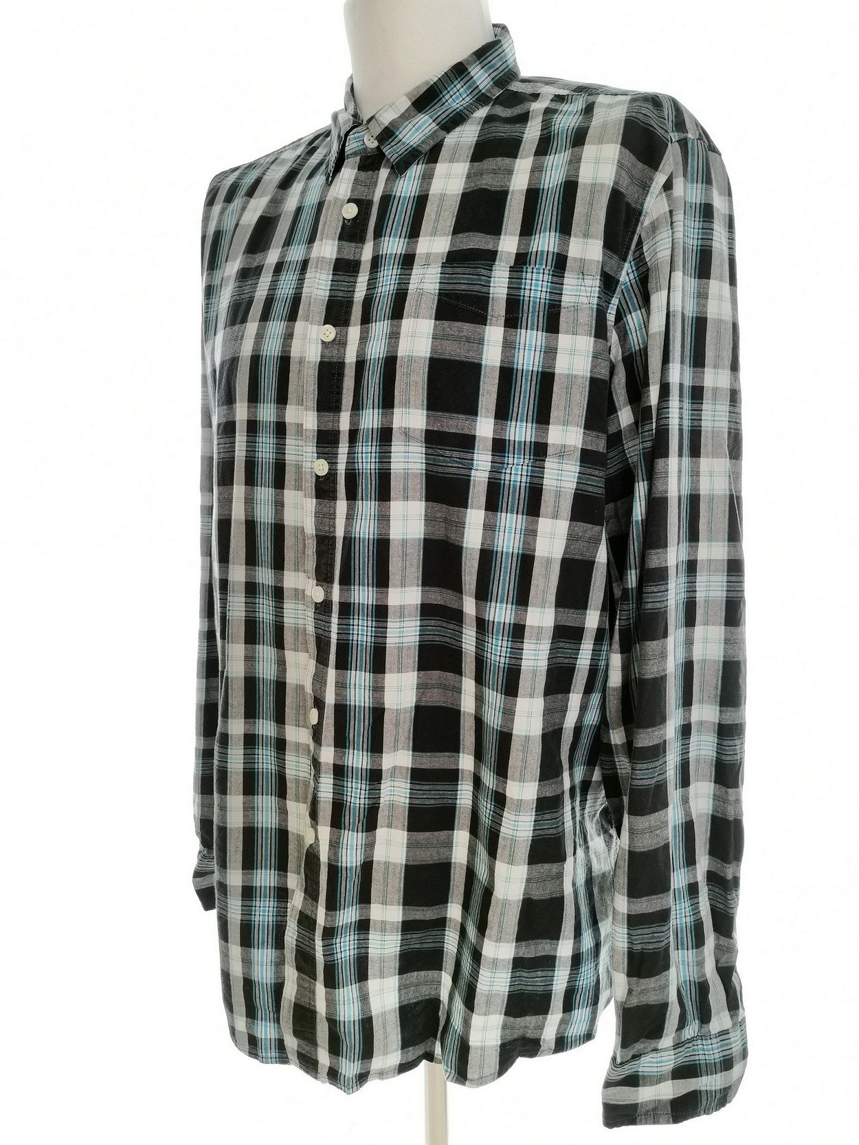 IMG_20210428_123933.jpg ASOS Rozmiar XXL Kolor Niebieski Krata Kołnierz Męska Koszula Casual Długi rękaw Materiał Bawełna 100%