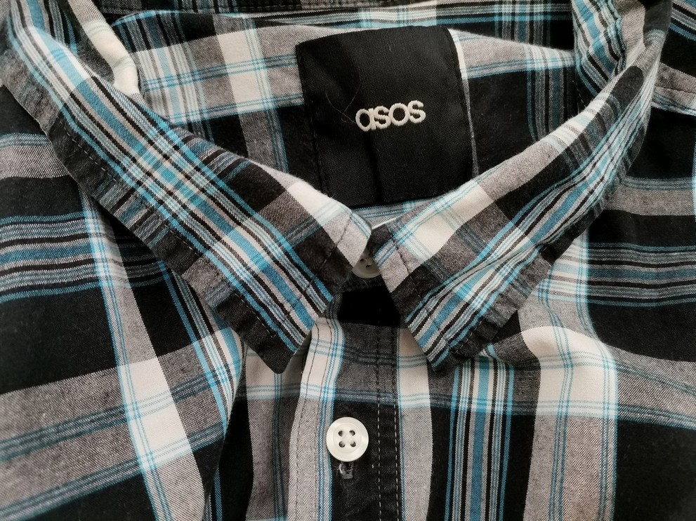 IMG_20210428_123958.jpg ASOS Rozmiar XXL Kolor Niebieski Krata Kołnierz Męska Koszula Casual Długi rękaw Materiał Bawełna 100%