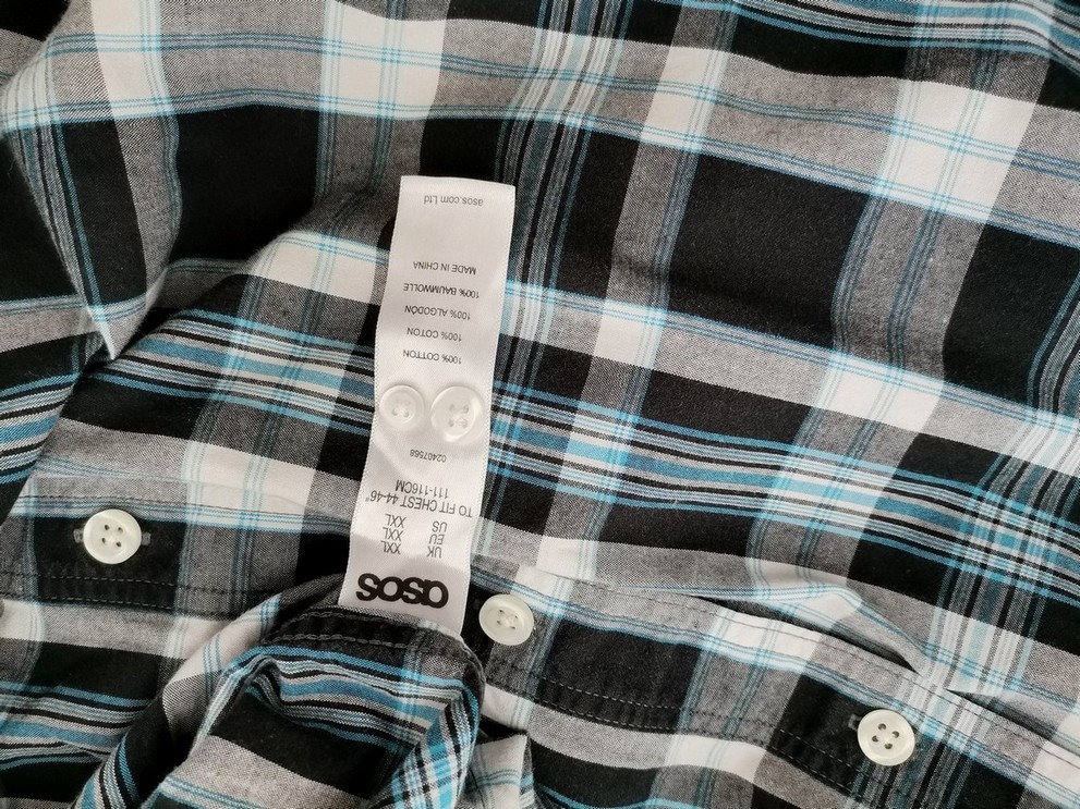 IMG_20210428_124015.jpg ASOS Rozmiar XXL Kolor Niebieski Krata Kołnierz Męska Koszula Casual Długi rękaw Materiał Bawełna 100%