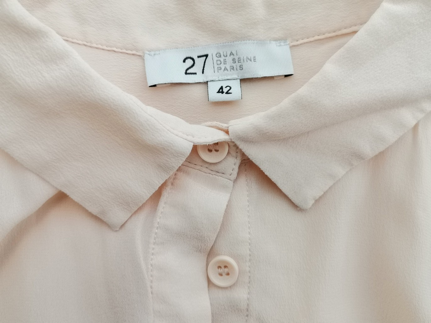 27 Guai De Seins Paris Rozmiar 42 Kolor Kremowy Kołnierz Koszula Zapinana Bluzka Długi rękaw