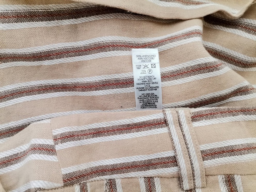 St bernard Rozmiar 10 (38) Kolor Beżowy Pasy Spodnie Casual Materiał Len
