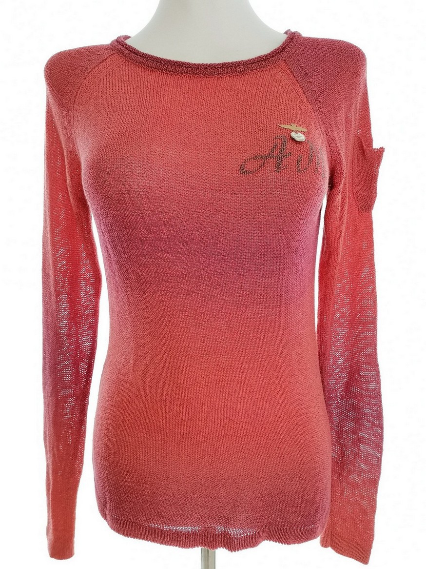 AERONAUTICA MILITARE Rozmiar S Kolor Pomarańczowy Crew Neck Sweter Długi rękaw Materiał Akryl