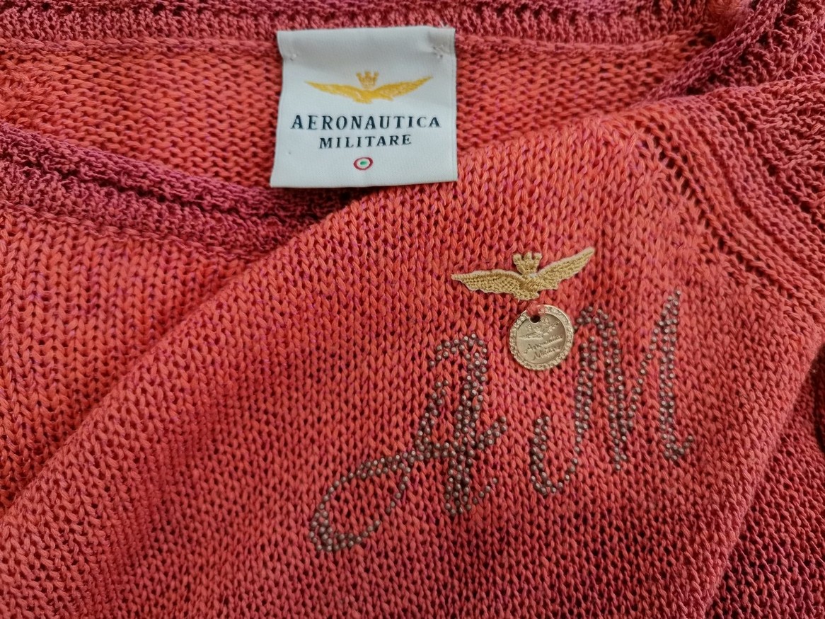 AERONAUTICA MILITARE Rozmiar S Kolor Pomarańczowy Crew Neck Sweter Długi rękaw Materiał Akryl