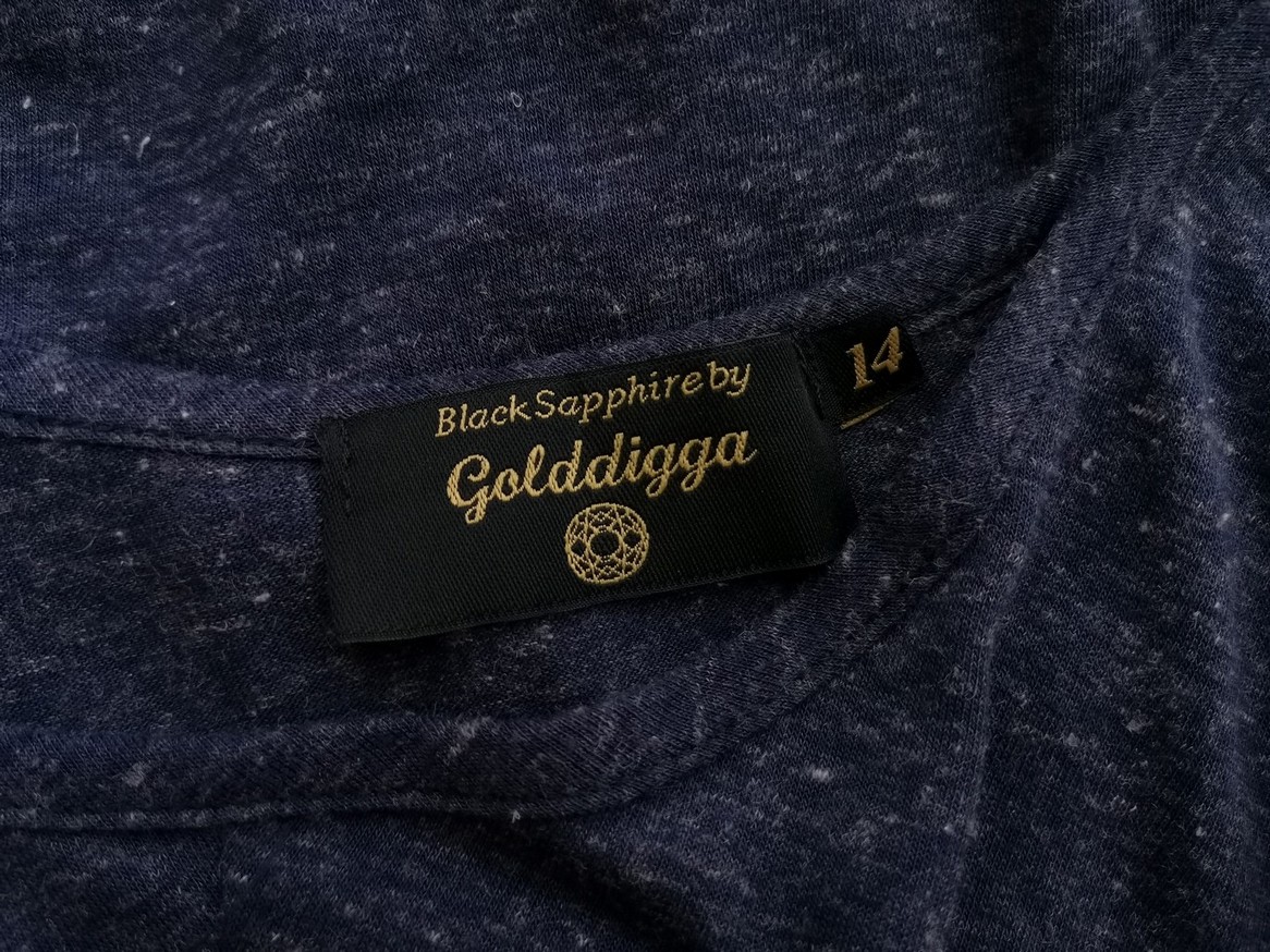 Golddigga Rozmiar 14 (42) Kolor Granatowy Okrągły dekolt Sukienka Sweterkowa Krótki rękaw Długa Golddigga Rozmiar 14 (42) Kolor Granatowy Okrągły dekolt Sukienka Sweterkowa Krótki rękaw Długa
