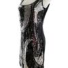 One two Rozmiar M Kolor Czarny Kwadratowy dekolt Sukienka Bodycon Bezrękawnik Do Kolan Materiał Wiskoza