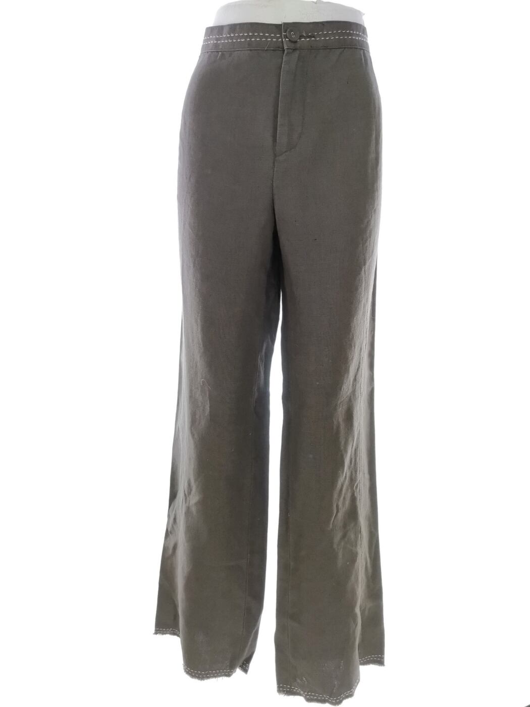 Rozmiar 12 (40) Kolor Szary Spodnie Casual Materiał Len 100%