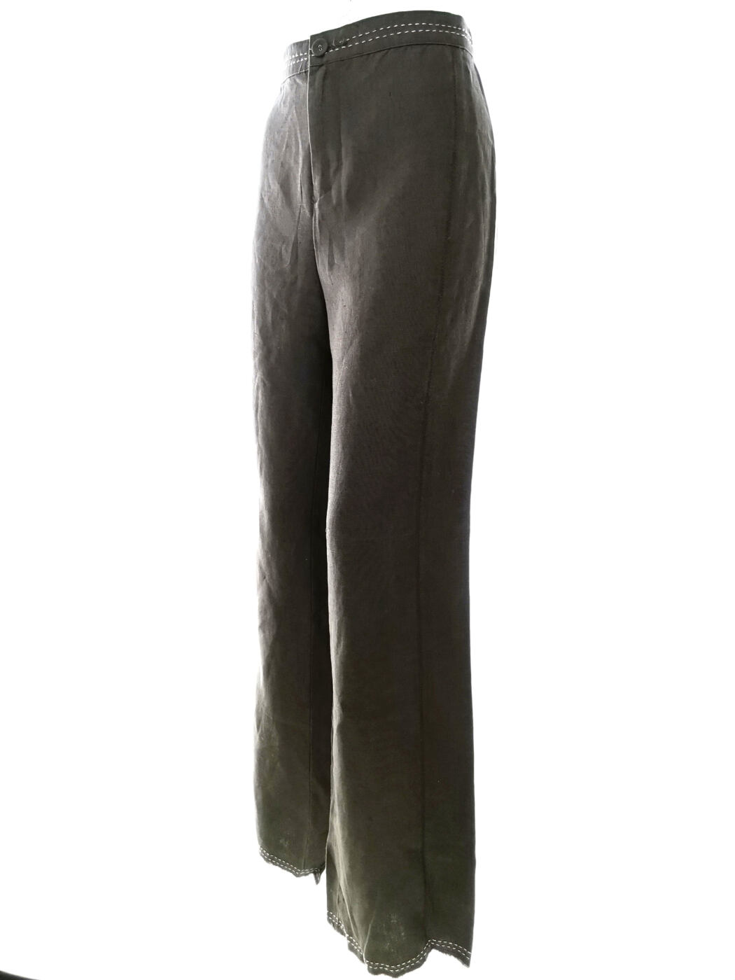 Rozmiar 12 (40) Kolor Szary Spodnie Casual Materiał Len 100%