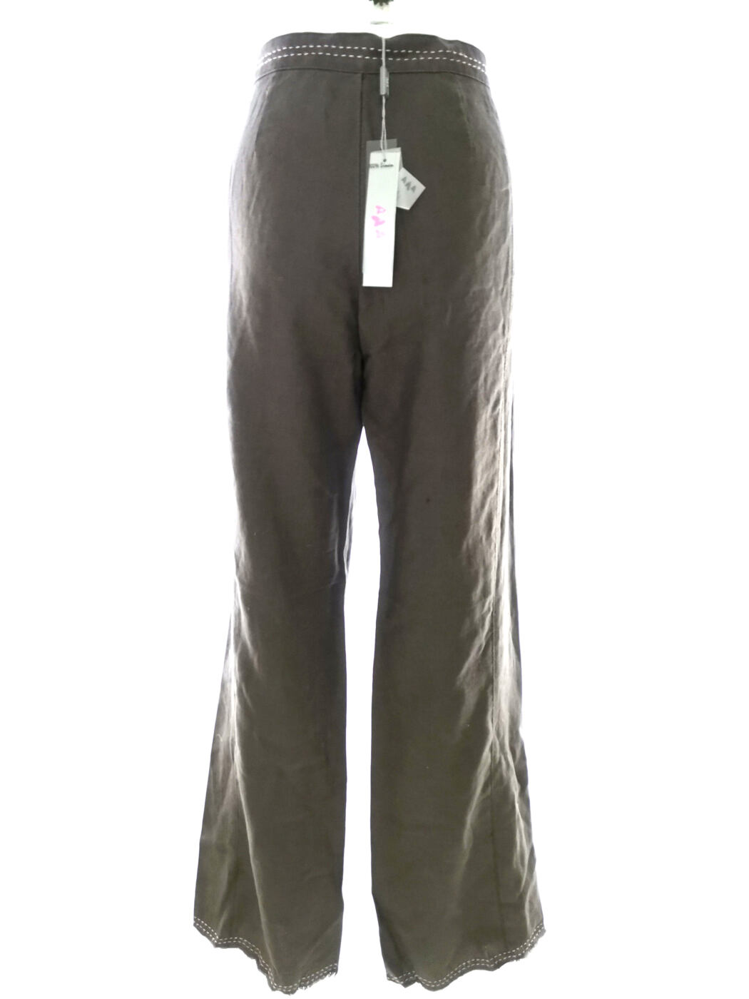 Rozmiar 12 (40) Kolor Szary Spodnie Casual Materiał Len 100%
