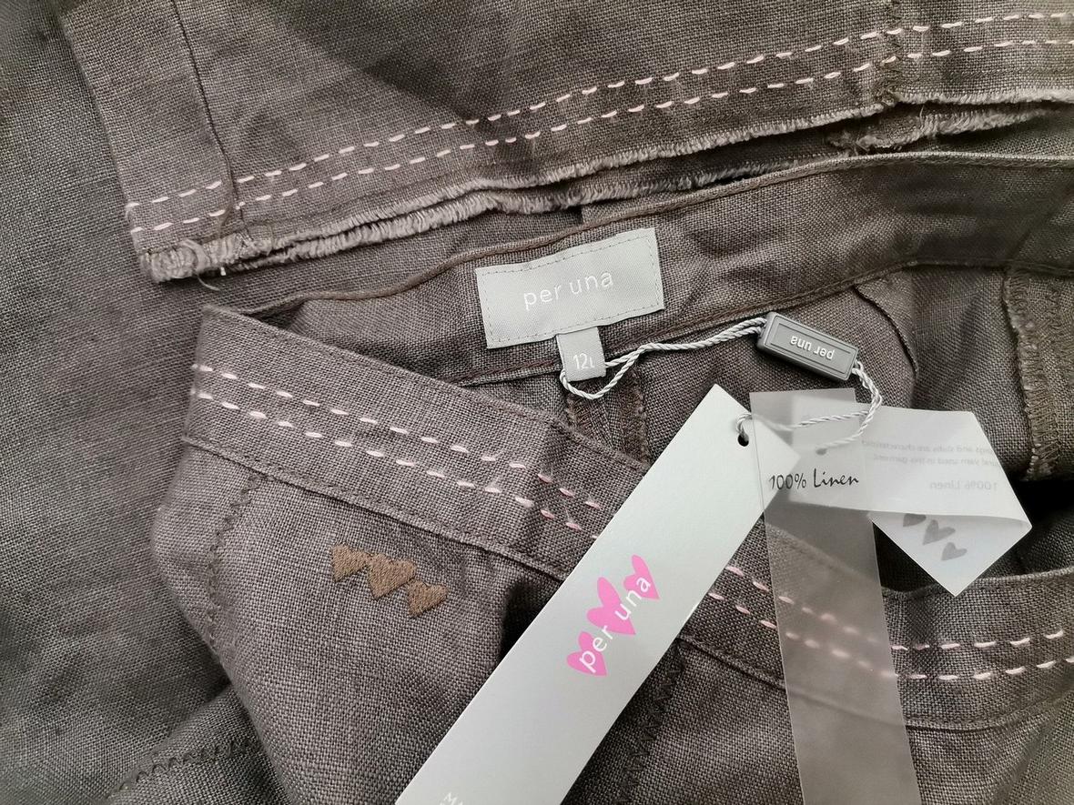 Rozmiar 12 (40) Kolor Szary Spodnie Casual Materiał Len 100%