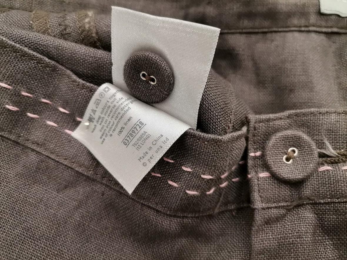Rozmiar 12 (40) Kolor Szary Spodnie Casual Materiał Len 100%