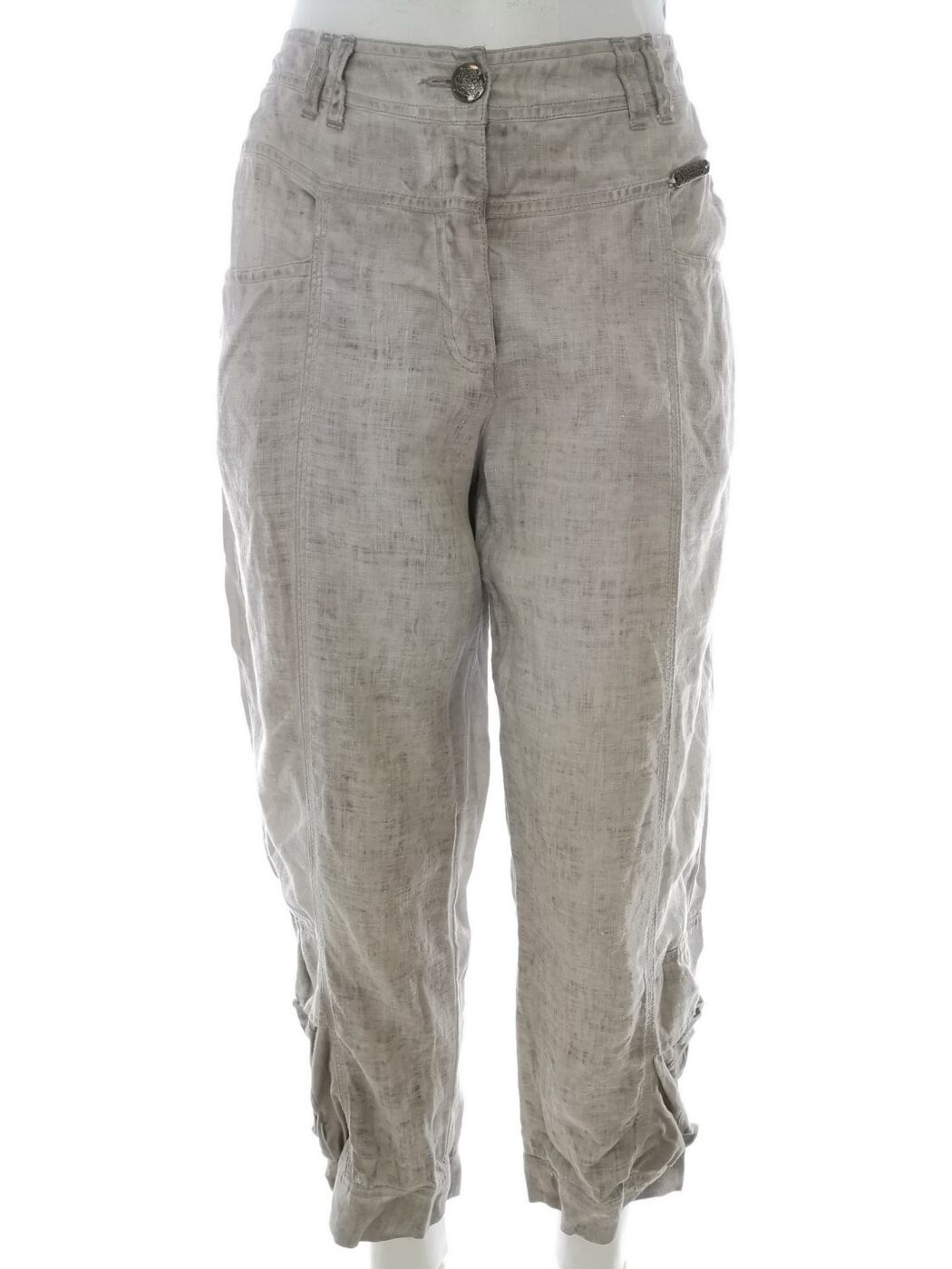 Simclan Rozmiar 38 Kolor Szary Spodnie Casual Materiał Len 100%