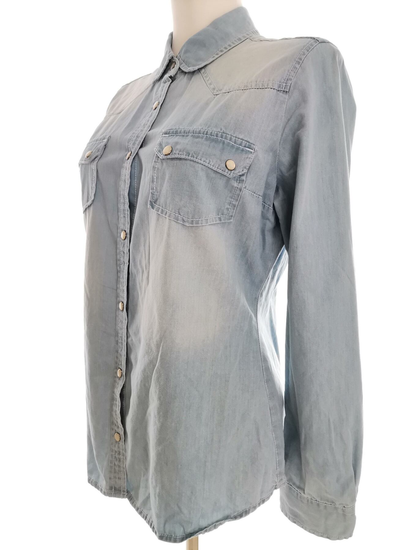 IMG_20210505_110703.jpg Denim Co. Rozmiar 12 (40) Kolor Niebieski Kołnierz Koszula Zapinana Bluzka Długi rękaw Materiał Bawełna 100%