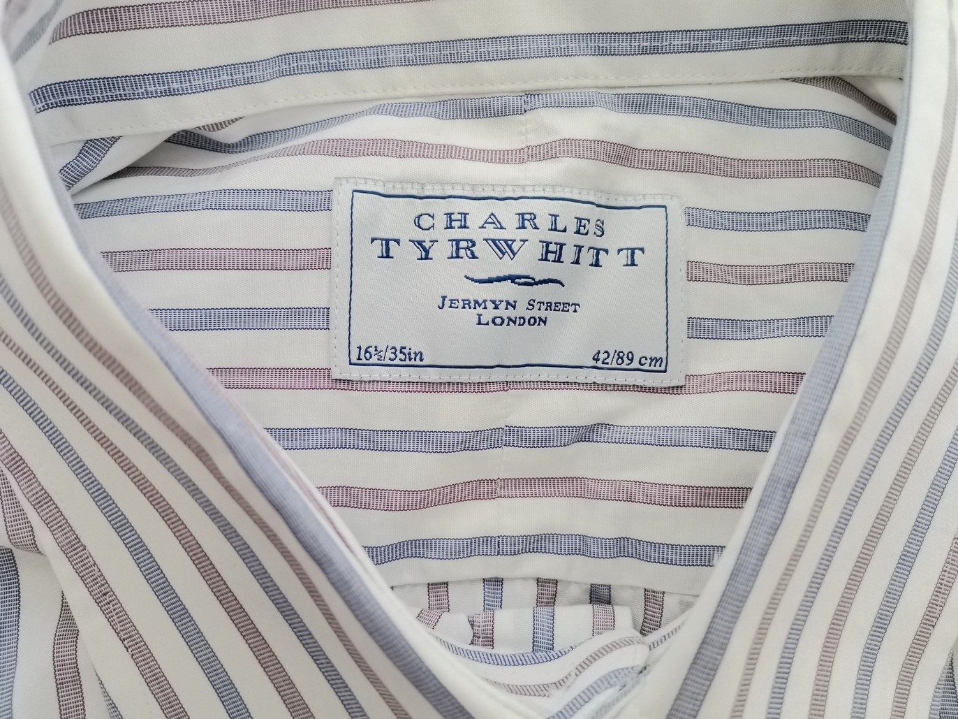 IMG_20210505_125723_0.jpg Charles Tyrwhitt Rozmiar 16,5 (42) Kolor Biały Pasy Kołnierz Męska Koszula Elegancka Długi rękaw Materiał Bawełna 100%