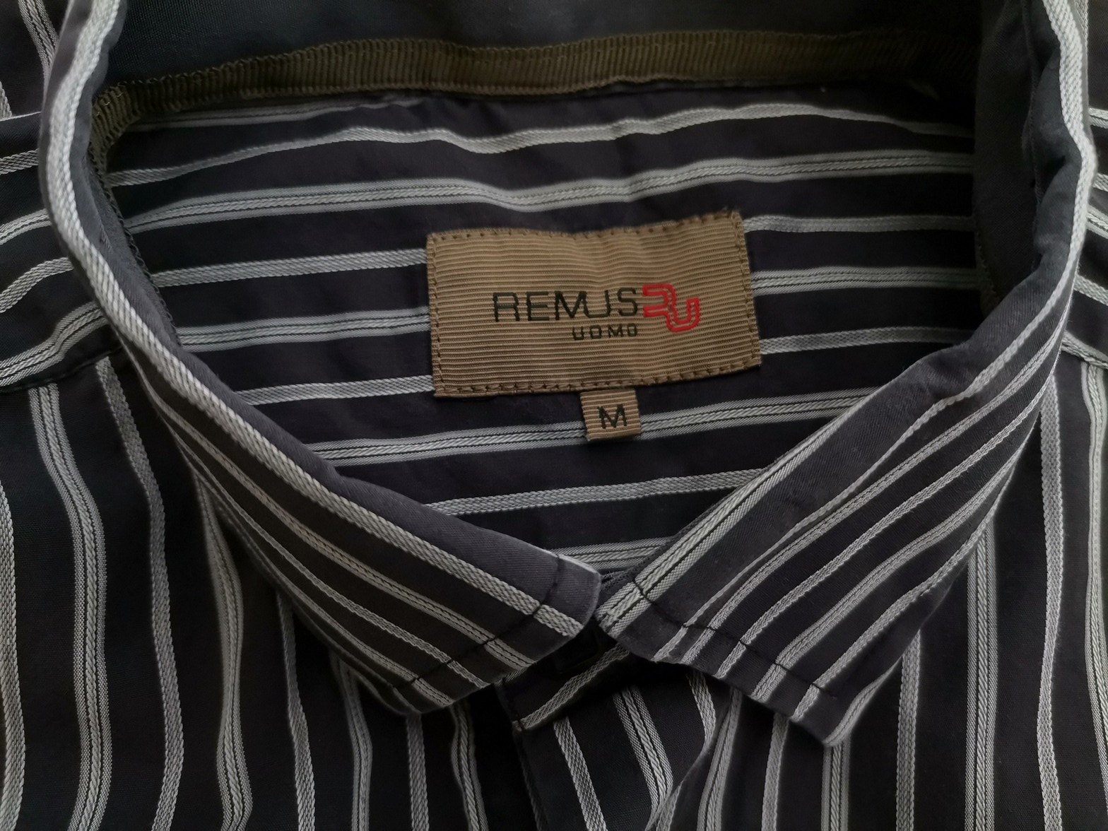 IMG_20210505_150855.jpg Remus Uomo Rozmiar M Kolor Czarny Pasy Kołnierz Męska Koszula Casual Długi rękaw Materiał Bawełna 100%