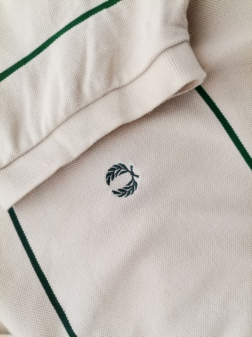 IMG_20210506_105115.jpg Fred Perry Rozmiar L Kolor Beżowy Pasy Kołnierz Męska Koszula Polo Krótki rękaw Materiał Bawełna 100%