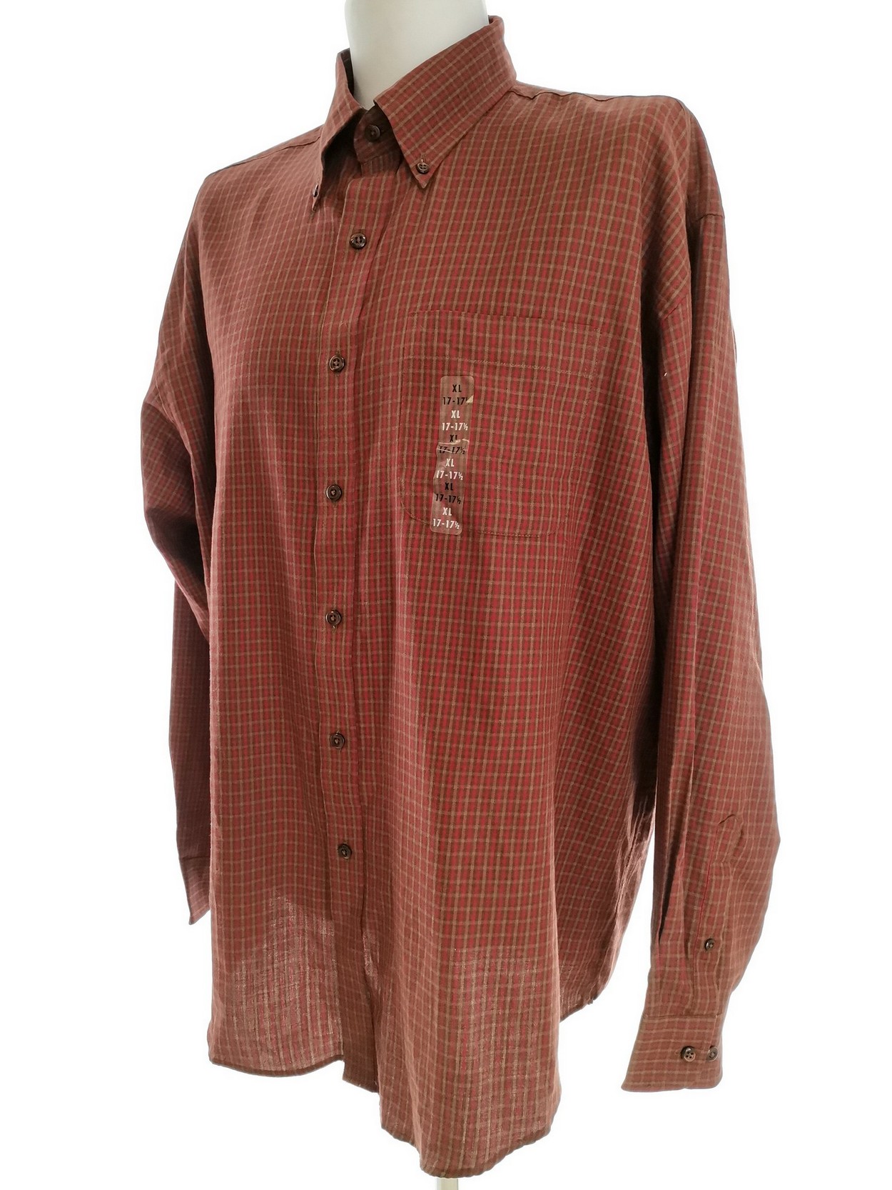 IMG_20210506_110902.jpg VAN HEUSEN Rozmiar XL (17/17,5) Kolor Bordowy Krata Kołnierz Męska Koszula Casual Długi rękaw Materiał Bawełna