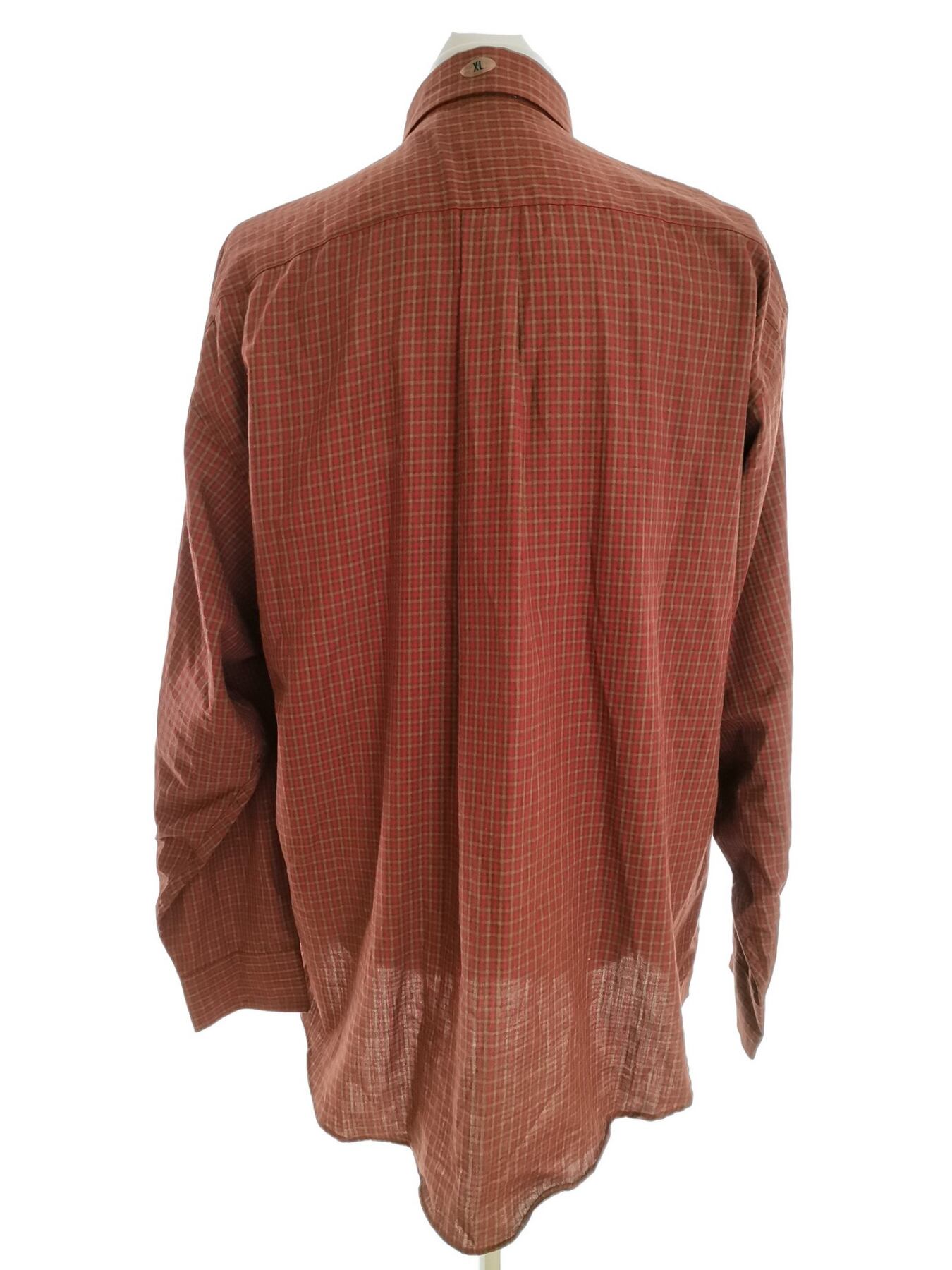 IMG_20210506_110914.jpg VAN HEUSEN Rozmiar XL (17/17,5) Kolor Bordowy Krata Kołnierz Męska Koszula Casual Długi rękaw Materiał Bawełna