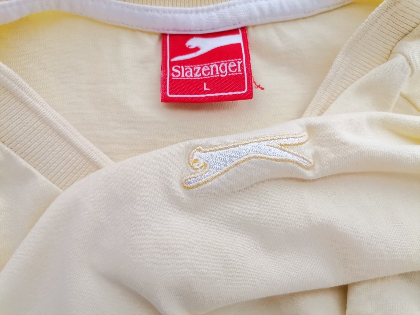 IMG_20210506_112640.jpg Slazenger Rozmiar L Kolor Żółty Męski T-Shirt Krótki rękaw Materiał Bawełna 100%