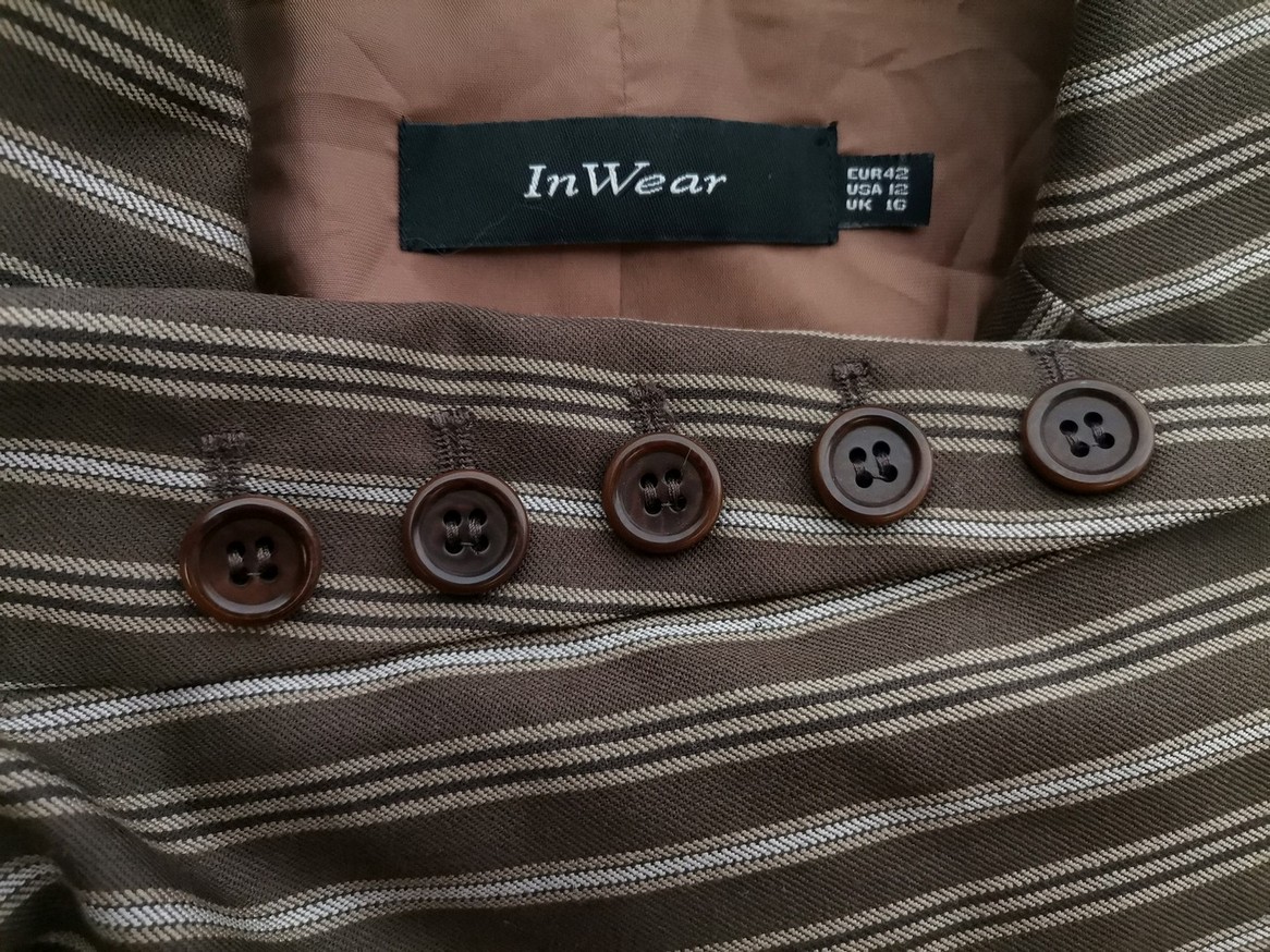 IMG_20210507_113301.jpg IN WEAR Rozmiar 42 Kolor Khaki Pasy Kołnierz Żakiet z zapięciem Długi rękaw