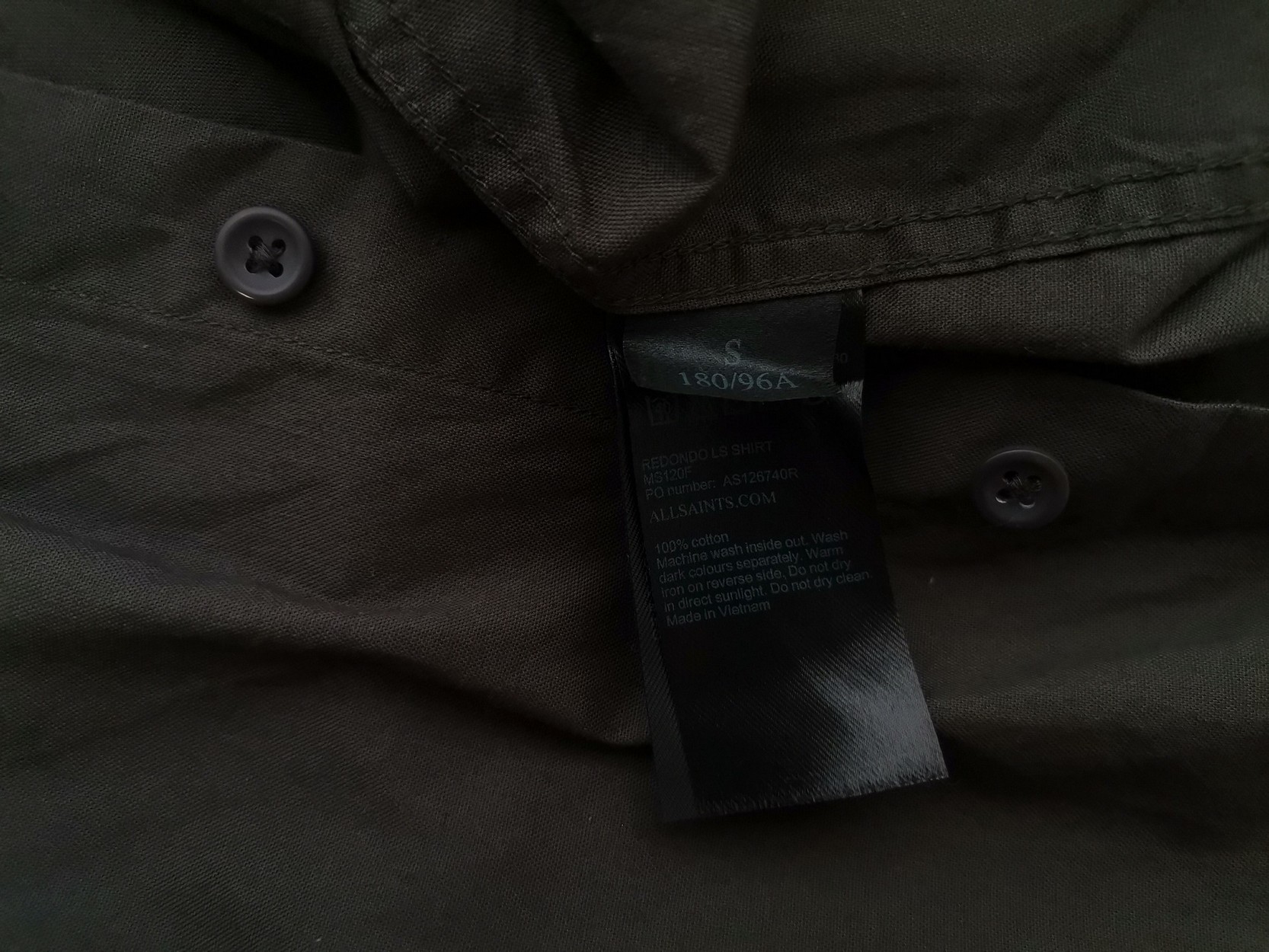 All SAINTS Rozmiar S Kolor Khaki Kołnierz Męska Koszula Elegancka Długi rękaw Materiał Bawełna 100%