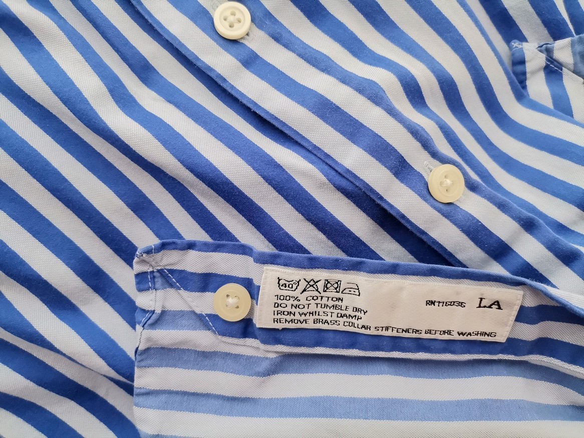 IMG_20210507_132150.jpg Charles Tyrwhitt Rozmiar 16.5 (42) Kolor Niebieski Pasy Kołnierz Męska Koszula Elegancka Długi rękaw Materiał Bawełna 100%