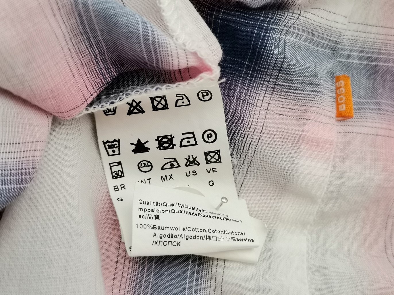 Hugo Boss Orange Rozmiar L Kolor Niebieski Krata Kołnierz Męska Koszula Casual Długi rękaw Materiał Bawełna 100%