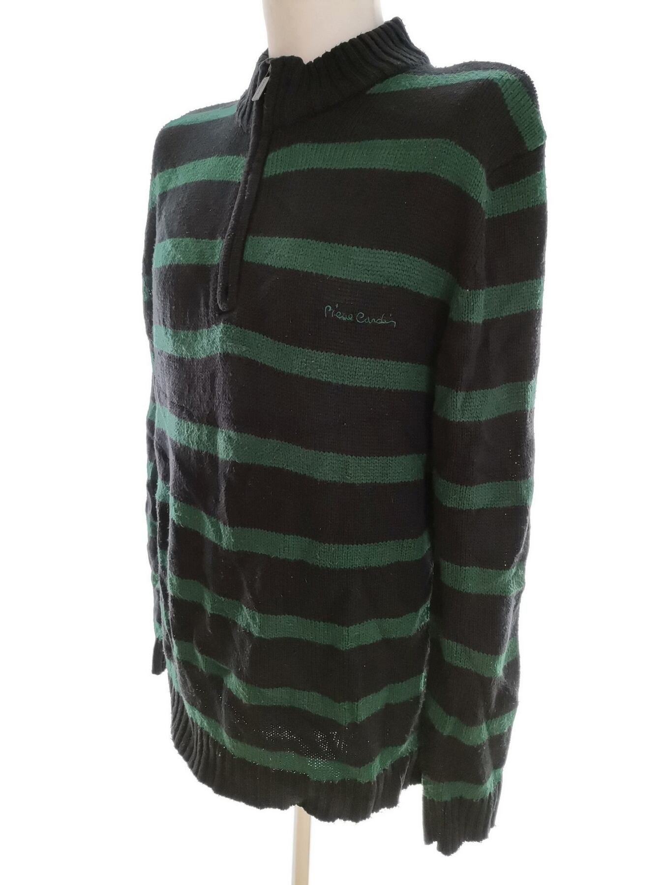 Pierre Cardin Rozmiar 2XL Kolor Zielony Pasy Męski Sweter Długi rękaw Materiał Akryl 100%