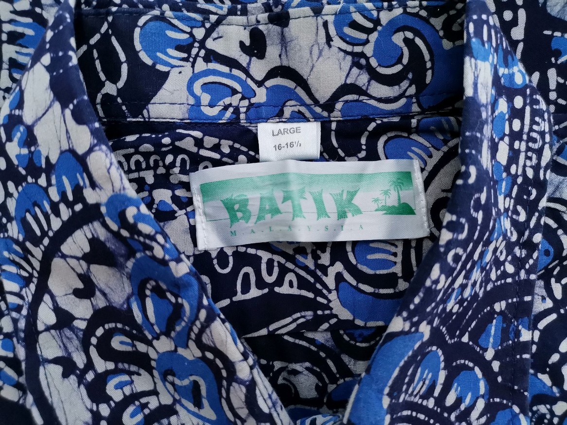 IMG_20210510_135346.jpg Batik Rozmiar 16/16,5 (L) Kolor Granatowy Kołnierz Męska Koszula Casual Długi rękaw