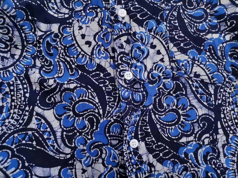 IMG_20210510_135410.jpg Batik Rozmiar 16/16,5 (L) Kolor Granatowy Kołnierz Męska Koszula Casual Długi rękaw