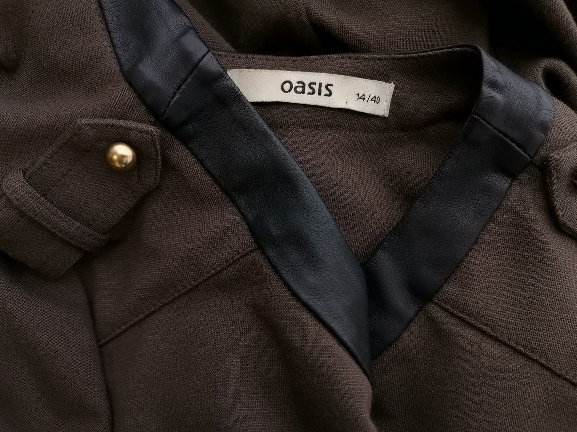 Oasis Rozmiar 14 (40) Kolor Brązowy Okrągły dekolt Sukienka Ołówkowa Krótki rękaw Midi Oasis Rozmiar 14 (40) Kolor Brązowy Okrągły dekolt Sukienka Ołówkowa Krótki rękaw Midi