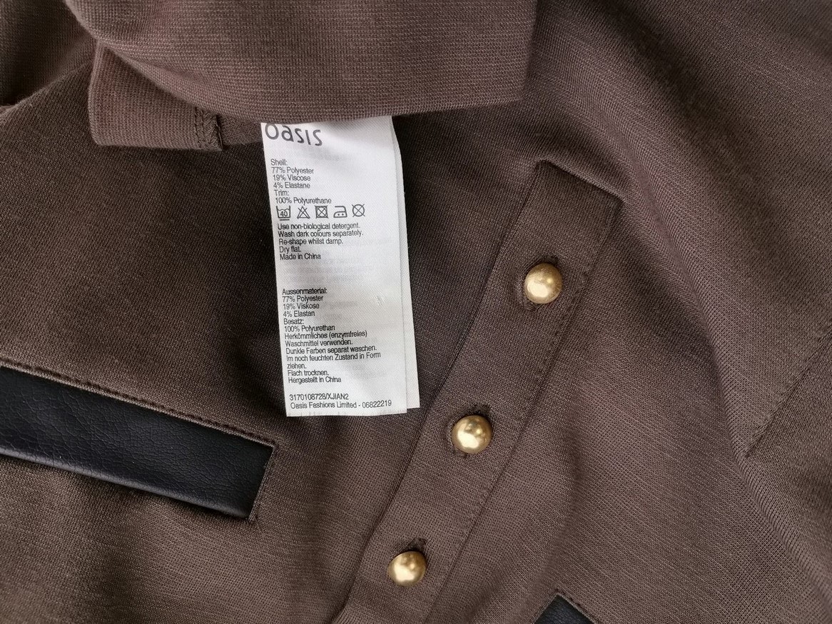Oasis Rozmiar 14 (40) Kolor Brązowy Okrągły dekolt Sukienka Ołówkowa Krótki rękaw Midi Oasis Rozmiar 14 (40) Kolor Brązowy Okrągły dekolt Sukienka Ołówkowa Krótki rękaw Midi