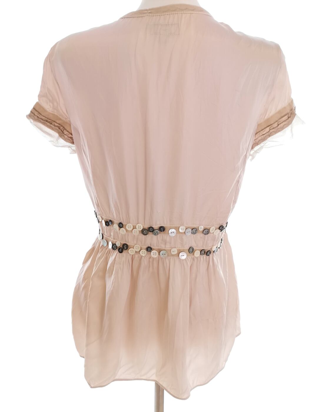 IMG_20210511_112433.jpg Karen MILLEN Rozmiar 12 (40) Kolor Pudrowy Róż Split Crew Neck Bluzka Krótki rękaw