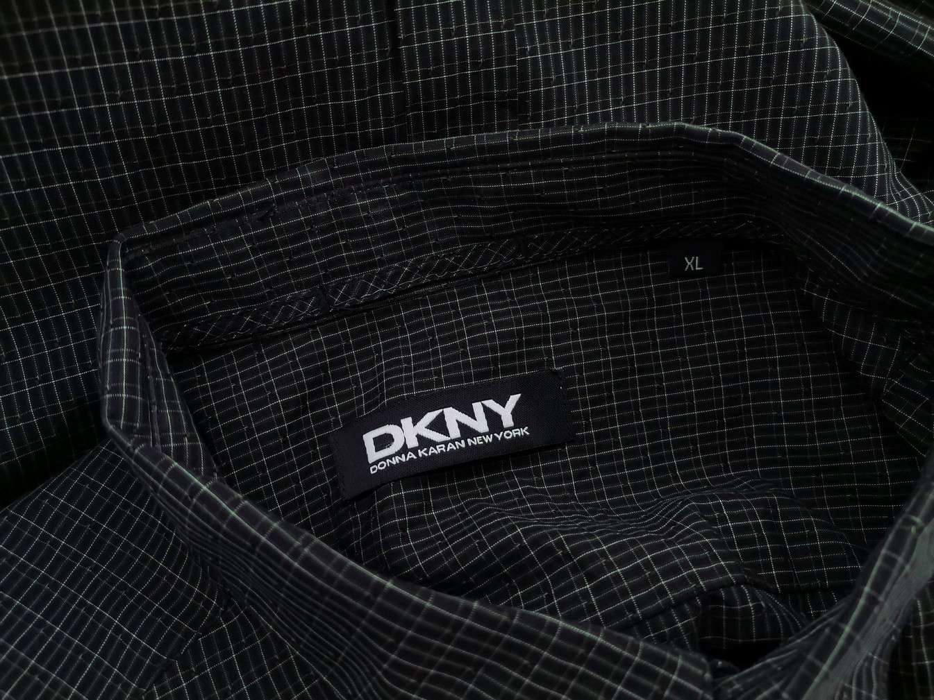 IMG_20210511_123557.jpg Dkny Rozmiar XL Kolor Czarny Krata Kołnierz Męska Koszula Casual Długi rękaw Materiał Bawełna 100%