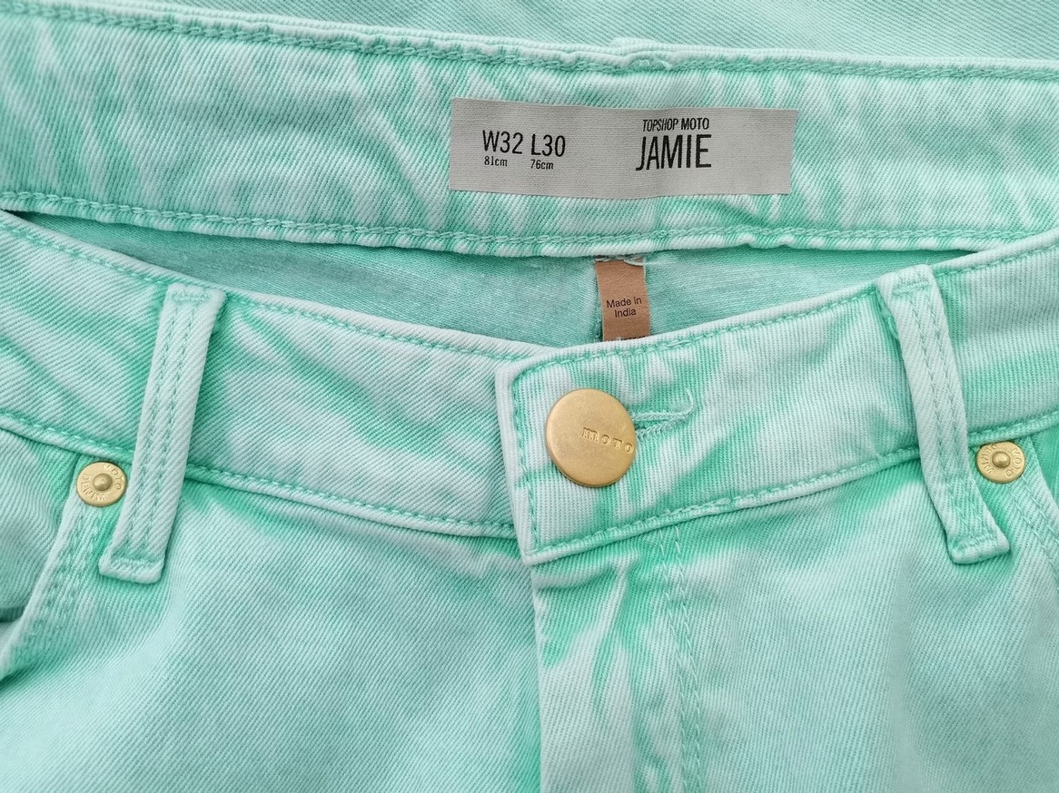 IMG_20210511_141754.jpg Topshop Rozmiar W32 L30 Kolor Miętowy Spodnie Jeansy Materiał Bawełna