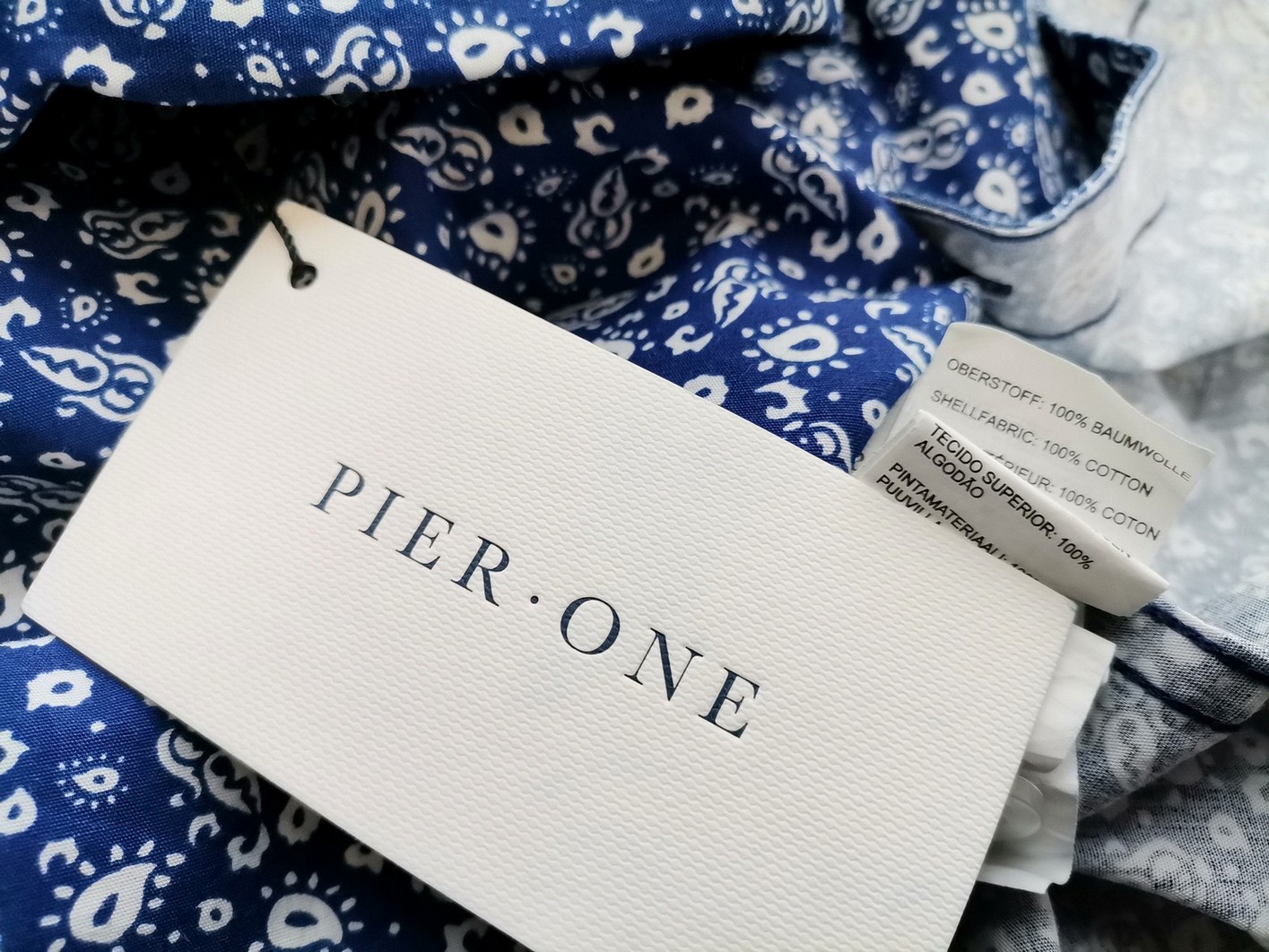 Pier One Rozmiar XXL Kolor Niebieski Kołnierz Męska Koszula Casual Długi rękaw Materiał Bawełna 100%