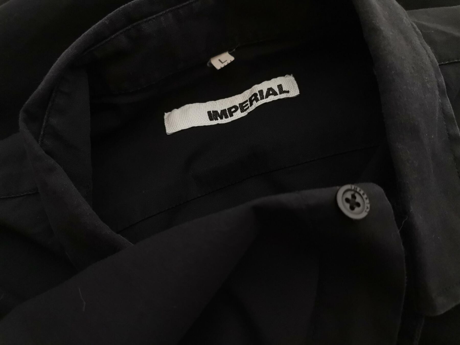 IMG_20210512_132215_r1.jpg Imperial Rozmiar L Kolor Czarny Kołnierz Męska Koszula Casual Długi rękaw Materiał Bawełna