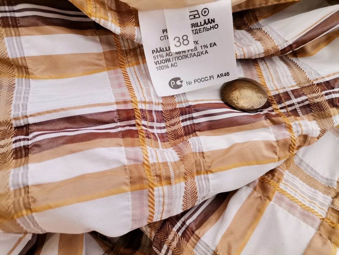 Vintage Rozmiar 38 Kolor Brązowy Krata Płaszcz Długi rękaw