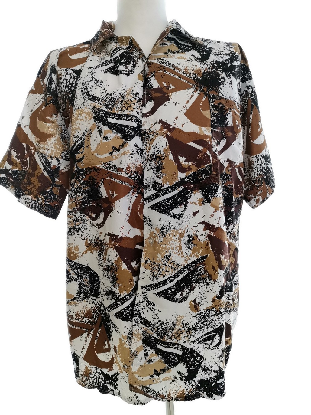 Hawaii Rozmiar XXL Kolor Brązowy Kołnierz Męska Koszula Casual Krótki rękaw