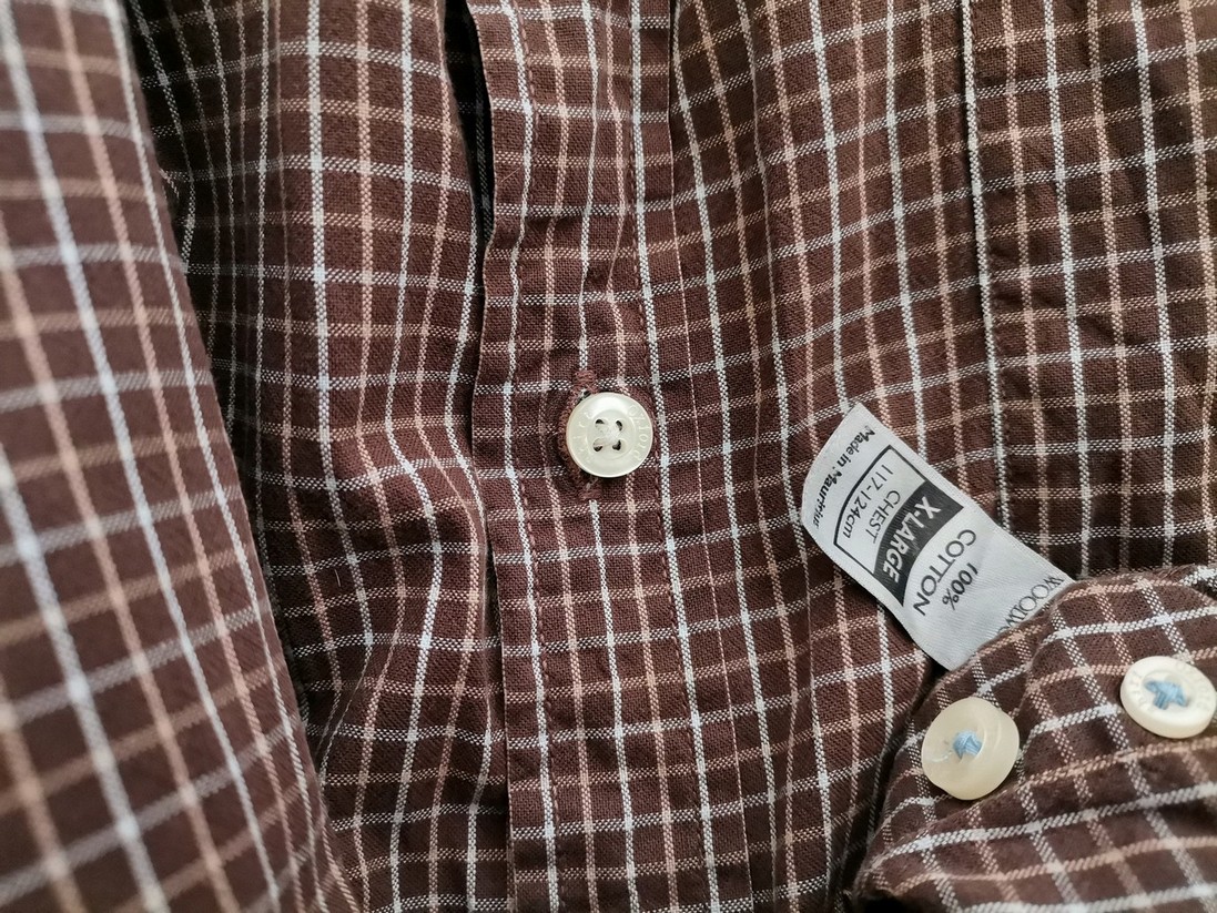 IMG_20210513_142607.jpg Woolworths Rozmiar XL Kolor Brązowy Krata Kołnierz Męska Koszula Casual Długi rękaw Materiał Bawełna 100%