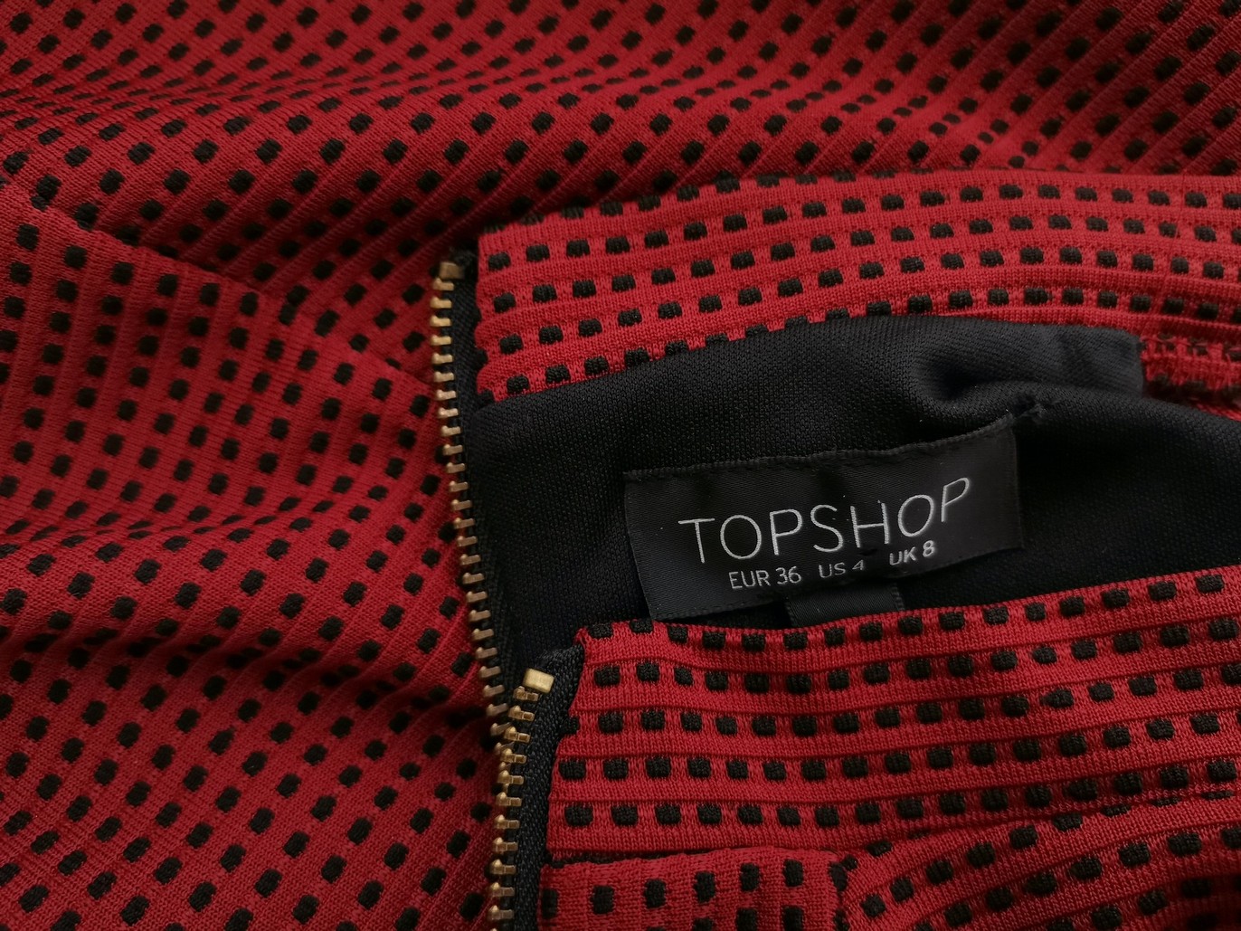 Topshop Rozmiar 36 Kolor Czerwony Pół golf Sukienka Mini Krótki rękaw Krótka Topshop Rozmiar 36 Kolor Czerwony Pół golf Sukienka Mini Krótki rękaw Krótka