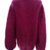Vintage Rozmiar 46/48 Kolor Fuksja Crew Neck Długi Zapinany Kardigan Długi rękaw