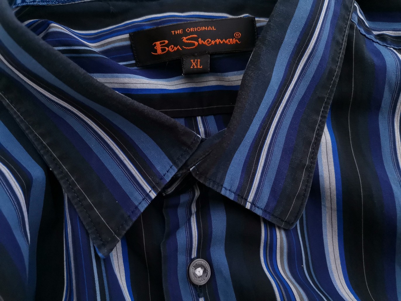 BEN SHERMAN Rozmiar XL Kolor Czarny Pasy Kołnierz Męska Koszula Casual Długi rękaw Materiał Bawełna 100%