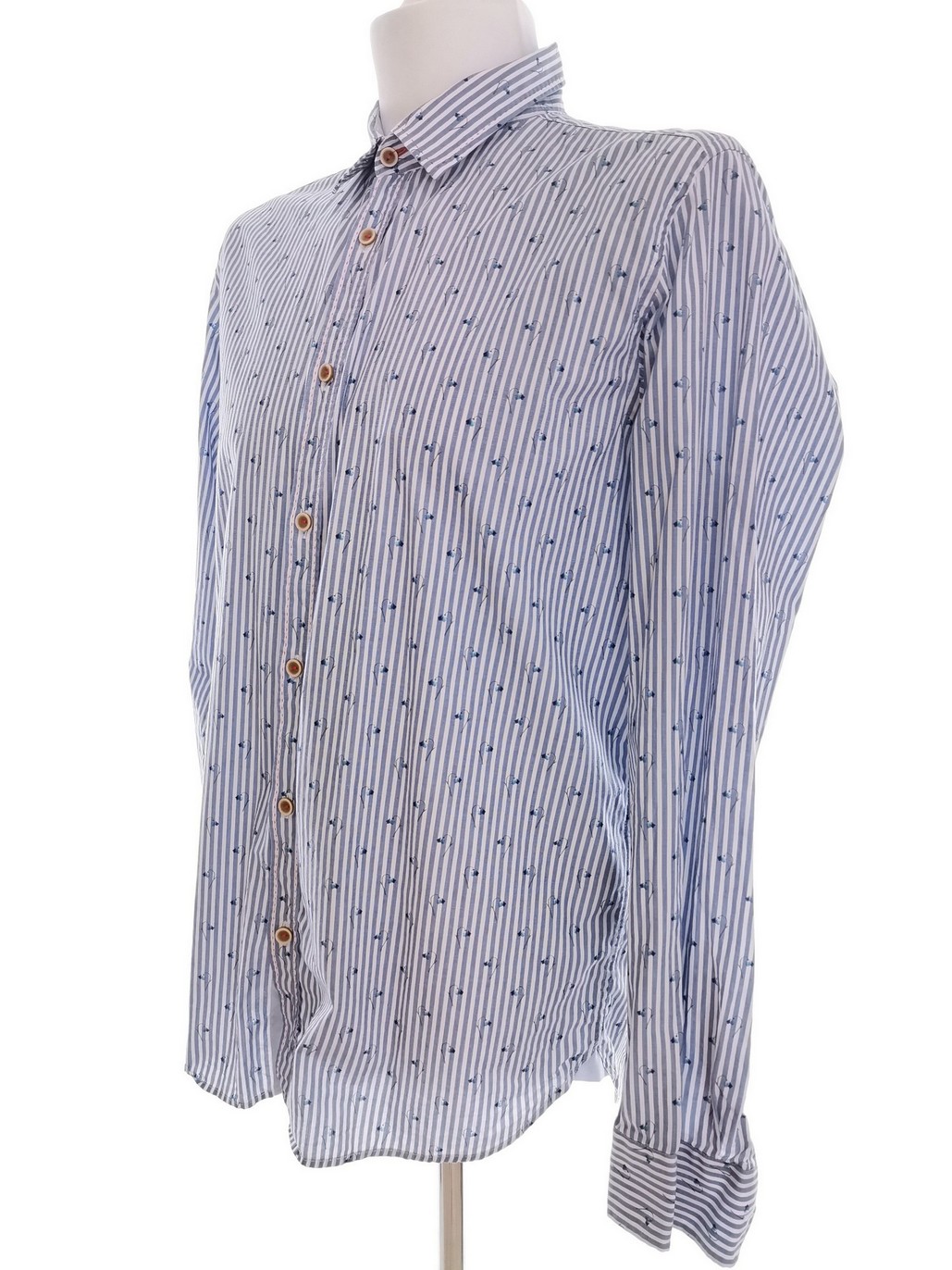 IMG_20210517_120227.jpg Ted Baker Rozmiar 5 (L) Kolor Niebieski Pasy Kołnierz Męska Koszula Casual Długi rękaw Materiał Bawełna 100%